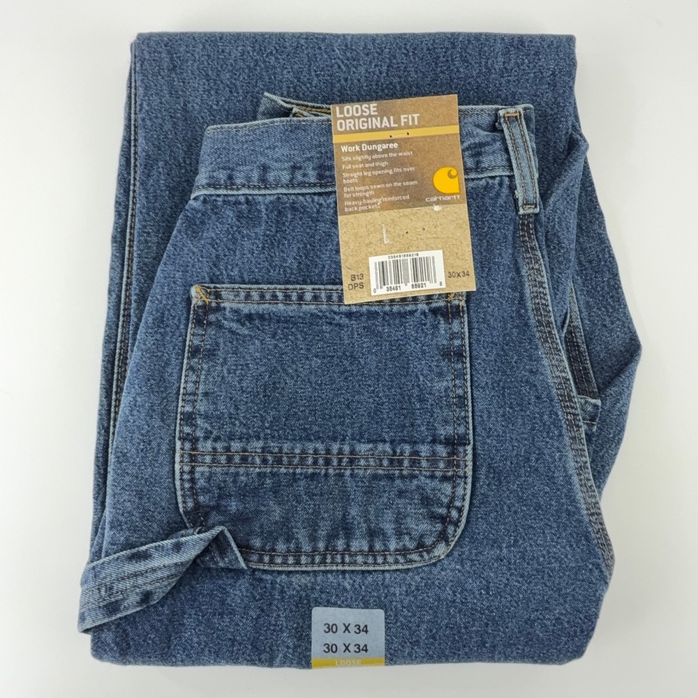Carhartt Loose Original Fit Work Dungaree Blue Jeans Mens 30x34 B13 DPS NWT NOS